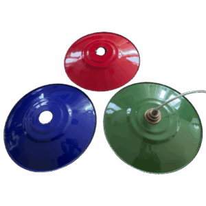 Enamelled dish light red blue green