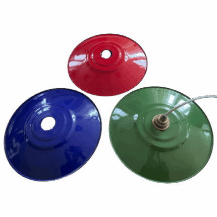 Enamelled dish light red blue green